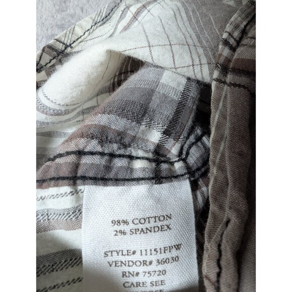 BKE Button Up Shirt Mens Medium Brown Plaid Pearl Snap Athletic Fit Western - Picture 6 of 10